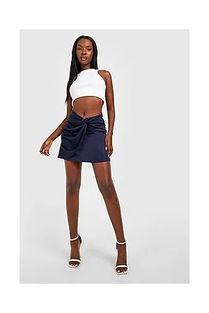 Boohoo Knotted Satin Micro Mini Skirt