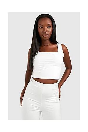 Boohoo Double Layer Scoop Neck Strappy Crop Top