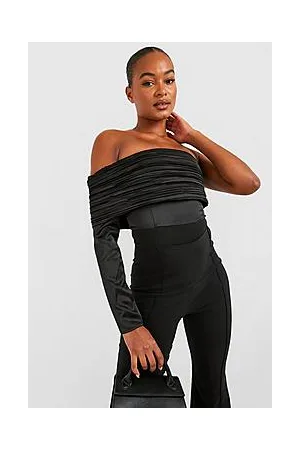 Boohoo Tall Ruche One Sleeve Satin Bodysuit