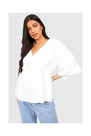 Boohoo Maternity Angel Sleeve Peplum Blouse