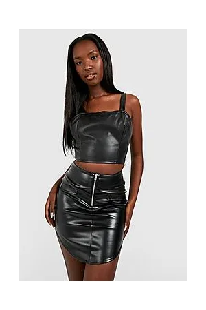 Boohoo Dipped Hem Pu Mini Skirt