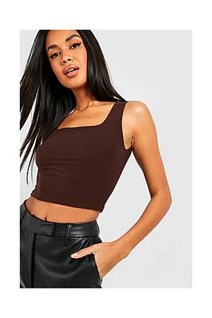 Boohoo Double Layer Scoop Neck Strappy Crop Top
