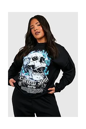 Boohoo Plus Fearless Printed Sweatshirt Tracksuit
