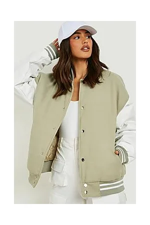 Boohoo Pu Sleeve Padded Varsity Jacket