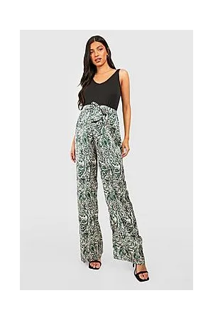 Boohoo Maternity Paisley Belted Wide Leg Trousers