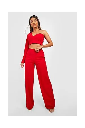 Boohoo One Shoulder Crop & Wide Leg Trousers