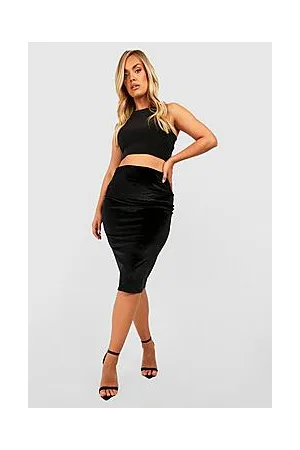 Boohoo Plus Velvet Midi Skirt