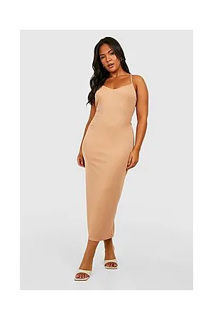 Boohoo Plus Rib Strappy Maxi Dress