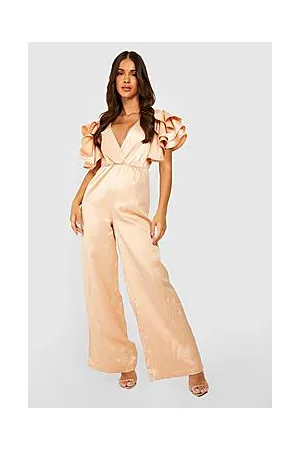 Boohoo Ruffle Sleeve Wide Leg Jumpsuit