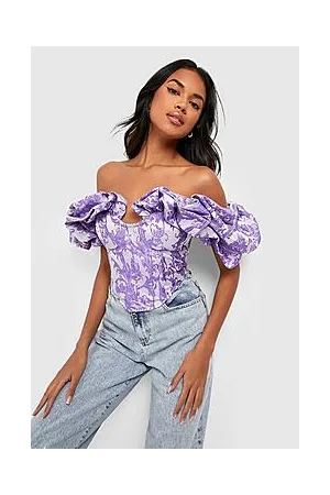 Boohoo Bardot Jacquard Corset Top