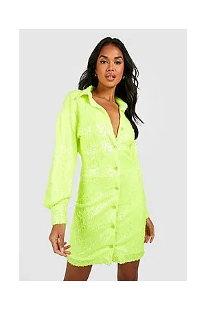 Boohoo Boutique Sequin Fitted Shirt Dress