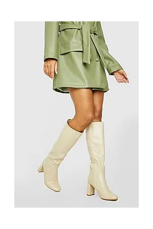 Boohoo Pu Knee High Heeled Boots