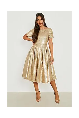 Boohoo Full Skirted Sequin Midi Party Dress