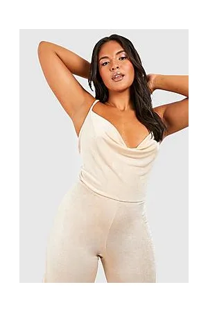 Boohoo Plus Acetate Slinky Cowl Neck Jumpsuit