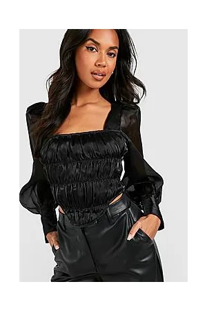 Boohoo Organza Square Neck Long Sleeve Corset