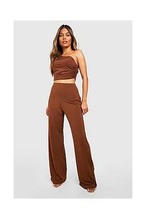 Boohoo Textured Slinky Wide Leg Trousers