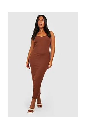 Boohoo Plus Rib Strappy Maxi Dress