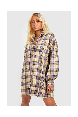 Boohoo Oversized Shirred Balloon Sleeve Shirt Dress