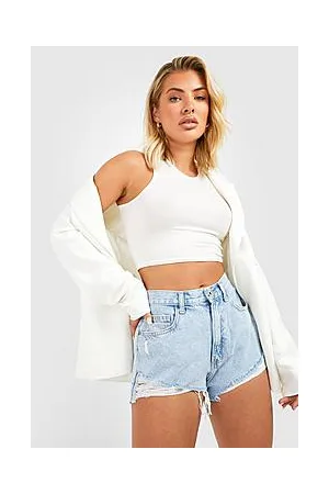 Boohoo Rip Hem Distressed Denim Short