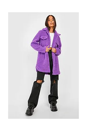 Boohoo Petite Teddy Pocket Detail Shacket