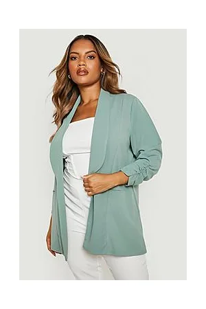 Boohoo Plus Lapel Detail Ruched Sleeve Blazer