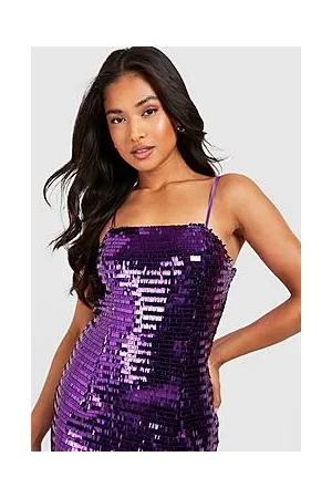 Boohoo Petite Square Neck Sequin Midi Dress