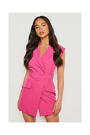 Boohoo Petite Sleeveless Self Belt Blazer Dress