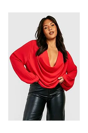 Boohoo Plus Chiffon Cowl Neck Blouse