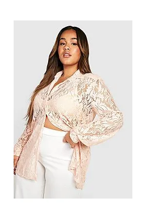 Boohoo Plus Heavy Lace Longline Shoulder Pad Shirt