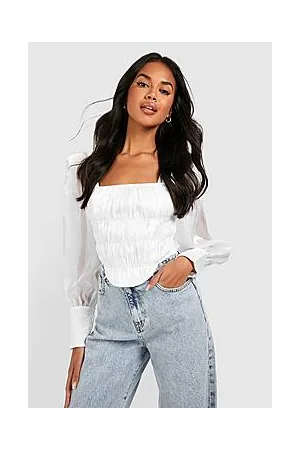 Boohoo Organza Square Neck Long Sleeve Corset