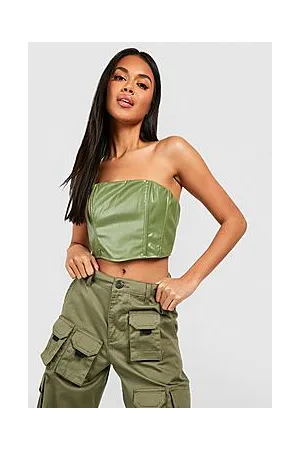 Boohoo Leather Look Bandeau Boned Corset