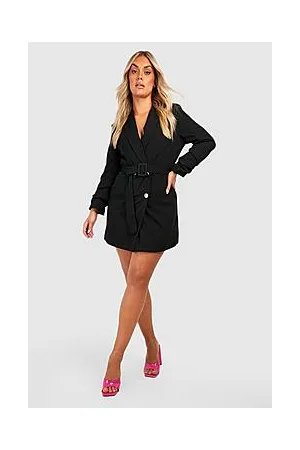 Boohoo Plus Double Breast Gold Button Blazer Dress