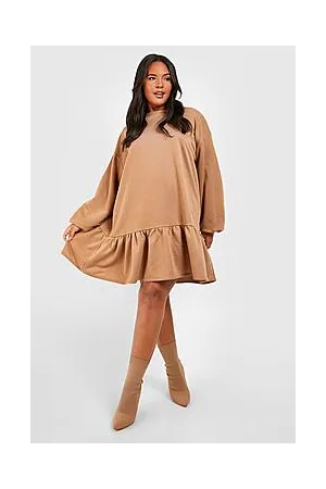 Boohoo Plus Oversized Peplum Detail Sweater Dress