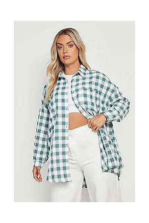 Boohoo Plus Check Oversized Boyfriend Shirt