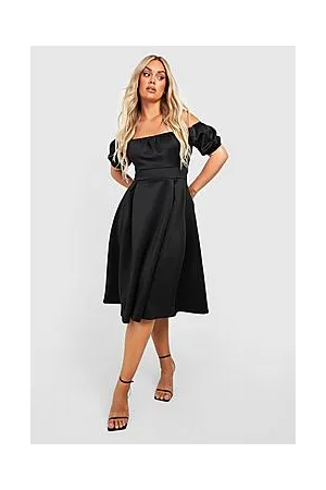 Boohoo Plus Scuba Off The Shoulder Skater Dress