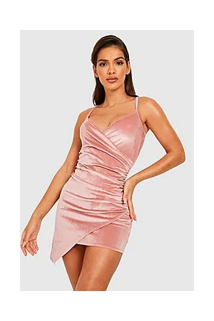 Boohoo Velvet Wrap Bodycon Party Dress