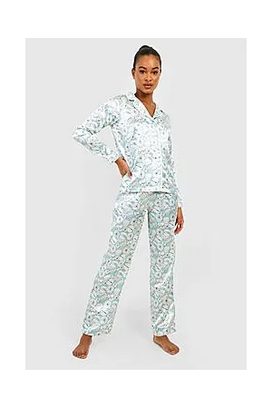 Boohoo Tall Christmas Bauble Print Button Down Satin Pyjama Set