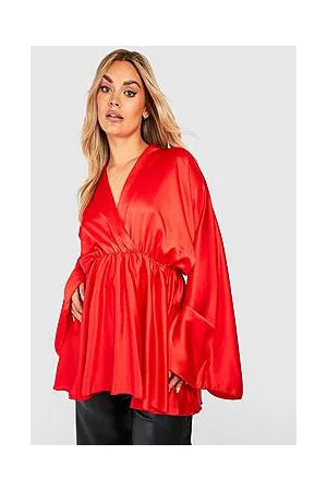 Boohoo Plus Satin Kimono Sleeve Blouse