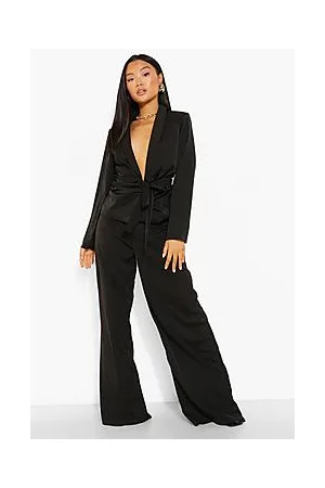 Boohoo Petite Wrap Front Blazer And Trouser Set