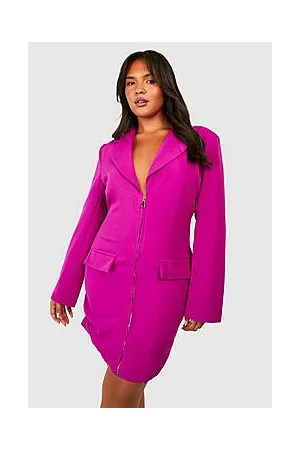 Boohoo Plus Seam Front Plunge Blazer Dress