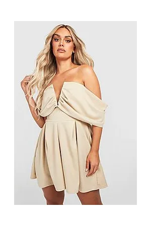 Boohoo Plus Off Shoulder Flippy Tailored Playsuit