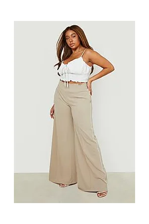 Boohoo Plus Shirred Side Stripe Wide Leg Trousers