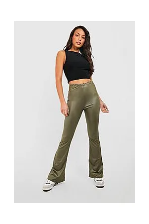 Boohoo Tall Wet Look Kick Flare Trousers
