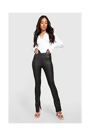 Boohoo Petite Wet Look Split Hem Leggings