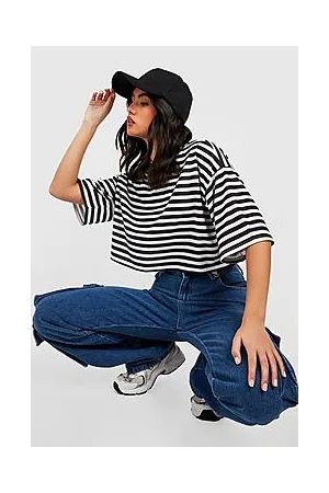 Boohoo Stripe Boxy Crop Top