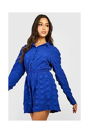 Boohoo Crinkle Textured Shirt Playsuit