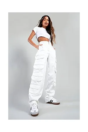 Boohoo High Waisted Multi Pocket Black Cargo Pants