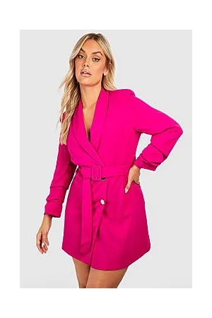 Boohoo Plus Double Breast Gold Button Blazer Dress