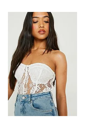 Boohoo Petite Premium Lace Bandeau Corset Bodysuit