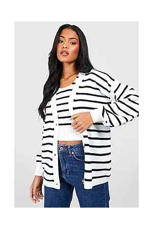 Boohoo Tall Knitted Stripe Boxy Cardigan